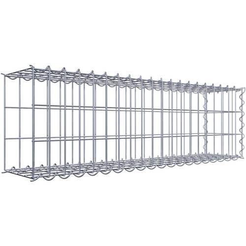 Gabiona Gabione, silbergrau, Maschenweite 5 cm x 10 cm, Spirale – silberfarben