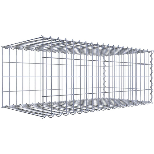 Gabiona Gabione, silbergrau, Maschenweite 5 cm x 10 cm, Spirale – silberfarben