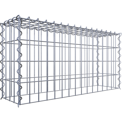 Gabiona Gabione, silbergrau, Maschenweite 5 cm x 10 cm, Spirale – silberfarben