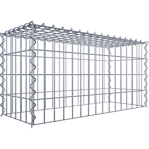 Gabiona Gabione, silbergrau, Maschenweite 5 cm x 10 cm, Spirale – silberfarben
