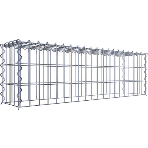 Gabiona Gabione, silbergrau, Maschenweite 5 cm x 10 cm, Spirale – silberfarben