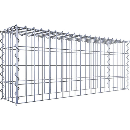 Gabiona Gabione, silbergrau, Maschenweite 5 cm x 10 cm, Spirale – silberfarben