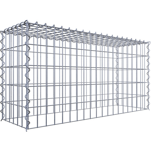 Gabiona Gabione, silbergrau, Maschenweite 5 cm x 10 cm, Spirale - silberfarben