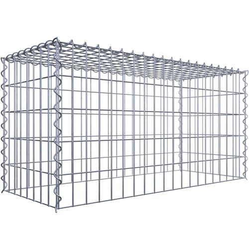 Gabiona Gabione, silbergrau, Maschenweite 5 cm x 10 cm, Spirale – silberfarben