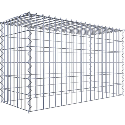 Gabiona Gabione, silbergrau, Maschenweite 5 cm x 10 cm, Spirale – silberfarben