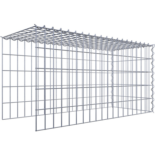 Gabiona Gabione, silbergrau, Maschenweite 5 cm x 10 cm, Spirale – silberfarben