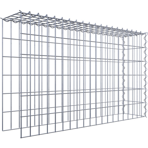Gabiona Gabione, silbergrau, Maschenweite 5 cm x 10 cm, Spirale – silberfarben
