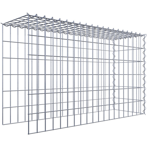 Gabiona Gabione, silbergrau, Maschenweite 5 cm x 10 cm, Spirale – silberfarben