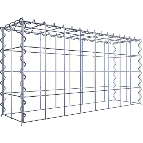 Gabiona Gabione, silbergrau, Maschenweite 10 cm x 10 cm, Spirale – silberfarben