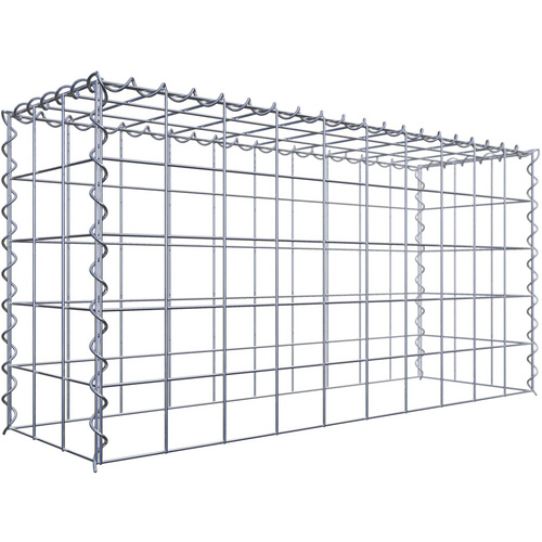 Gabiona Gabione, silbergrau, Maschenweite 10 cm x 10 cm, Spirale – silberfarben