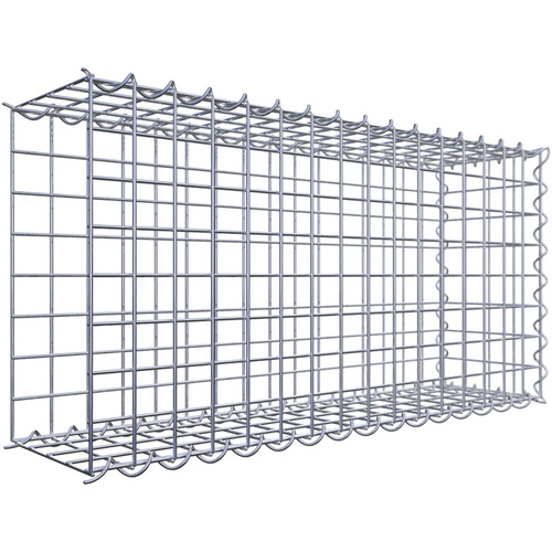 Gabiona Gabione, silbergrau, Maschenweite 5 cm x 5 cm, Spirale – silberfarben