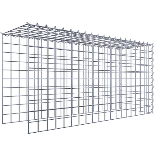 Gabiona Gabione, silbergrau, Maschenweite 5 cm x 5 cm, Spirale – silberfarben
