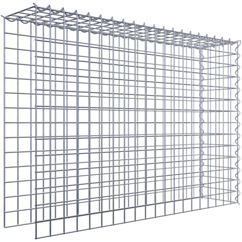 Gabiona Gabione, silbergrau, Maschenweite 5 cm x 5 cm, Spirale – silberfarben