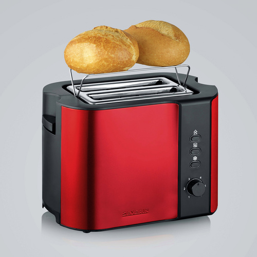 SEVERIN Toaster, edelstahlfarben/rot, 24...