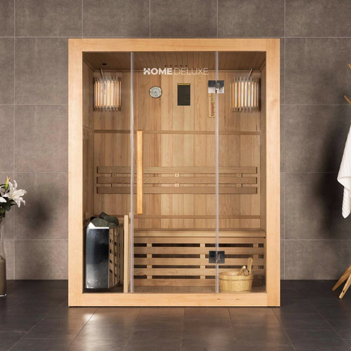 HOME DELUXE Sauna »Skyline L«, inkl. 4.5 kW Saunaofen mit integrierter Steuerung, für 3 Personen - beige
