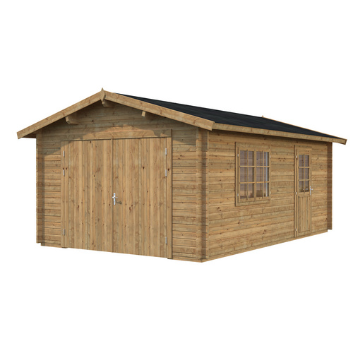 PALMAKO AS Blockbohlen-Garage, BxT: 360 x 550 cm (Außenmaße), Holz – braun