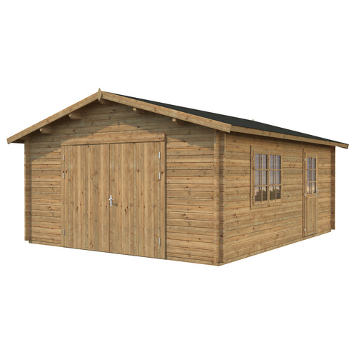 PALMAKO AS Blockbohlen-Garage, BxT: 450 x 550 cm (Außenmaße), Holz – braun