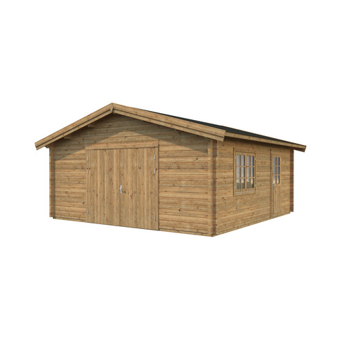 PALMAKO AS Blockbohlen-Garage, BxT: 540 x 540 cm (Außenmaße), Holz – braun