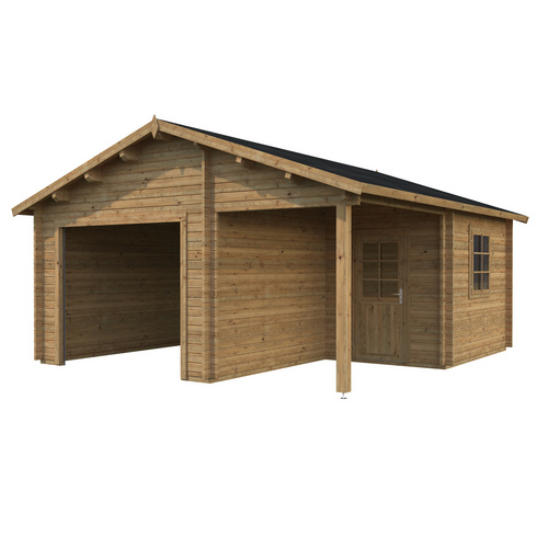 PALMAKO AS Blockbohlen-Garage, BxT: 510 x 550 cm (Außenmaße), Holz – braun