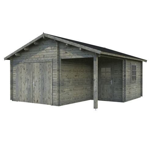 PALMAKO AS Blockbohlen-Garage, BxT: 510 x 550 cm (Außenmaße), Holz – grau