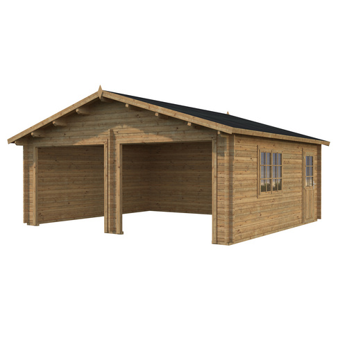 PALMAKO AS Blockbohlen-Garage, BxT: 575 x 510 cm (Außenmaße), Holz - braun