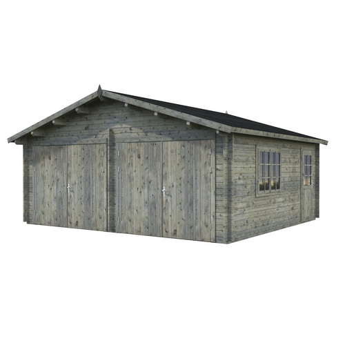 PALMAKO AS Blockbohlen-Garage, BxT: 575 x 510 cm (Außenmaße), Holz - grau