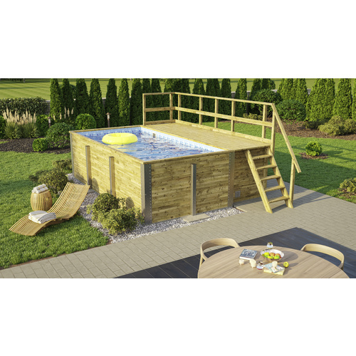Weka Blau Rechteckpool "595 Gr.1 Mit Sonnendeck Und Technikraum", Braun (Folie Mosaik), B:309cm H:116cm L:416cm, Schwimmbecken, Bxlxh: 309X416x116... - Image 4