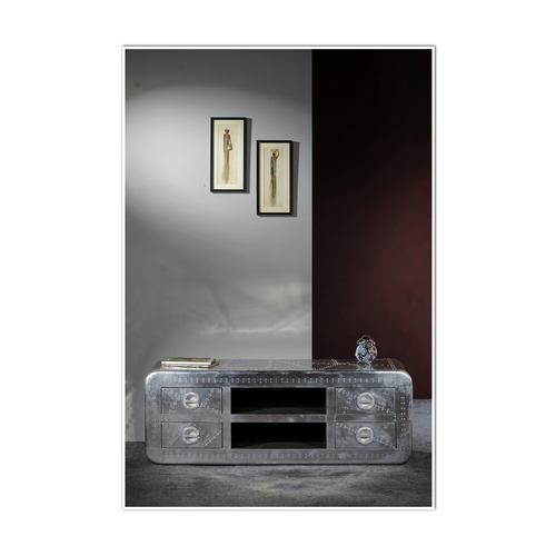 Thumbnail - SIT Lowboard »AIRMAN«, Mangoholz/Mdf/Alu - silberfarben