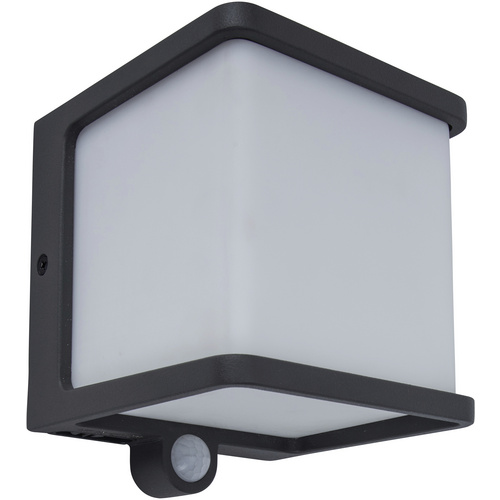 LED Solar Wandleuchte Doblo in Anthrazit 8W 500lm IP54 mit Bewegungsmelder