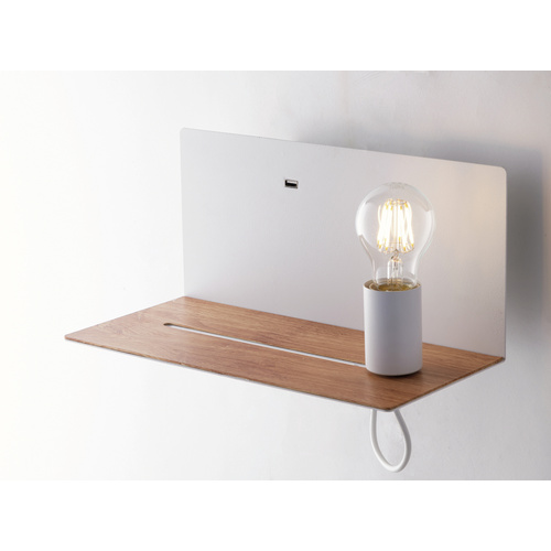 LUCE Design Wandleuchte »FLASH«, Aluminium, weiss/holzfarben