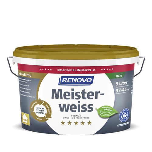 RENOVO Dispersionsfarbe, »Meisterweiss«, matt, 5l