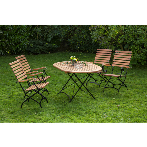 Merxx Gartenmöbel-Set Schlossgarten 5-tlg. Braun inkl. Tisch und hoher Rückenlehne