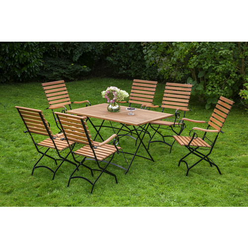 Merxx Gartenmöbel-Set Schlossgarten 7-tlg. Braun inkl. Tisch 120 cm x 80 cm