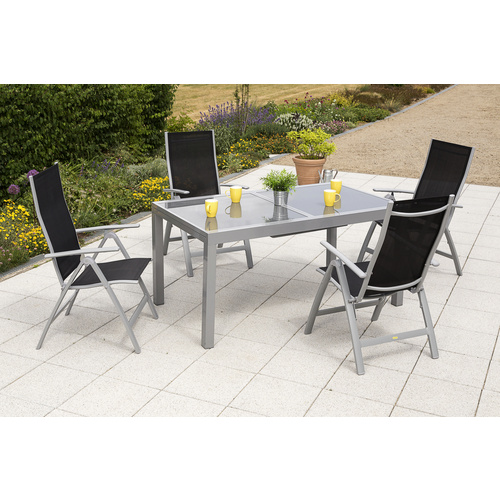 Merxx Gartenmöbel-Set Carrara 5-tlg. Schwarz inkl. Ausziehtisch