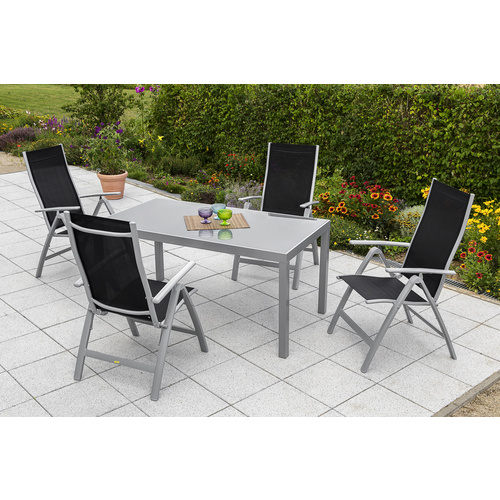 Merxx Gartenmöbel-Set Carrara 5-tlg. Schwarz eckig