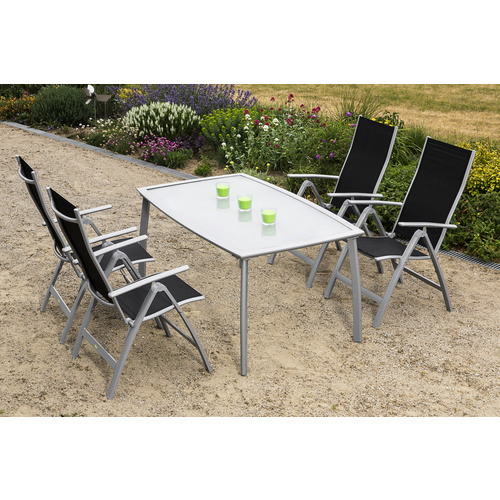 Merxx Gartenmöbel-Set Carrara 5-tlg. Schwarz inkl. Klappsessel
