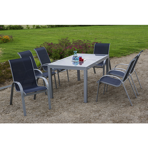 Merxx Gartenmöbel-Set Amalfi 7-tlg. Marineblau inkl. Tisch 160/220 cm x 90 cm