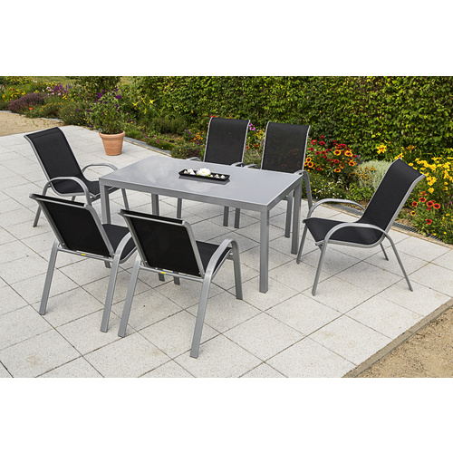 Merxx Gartenmöbel-Set Amalfi 7-tlg. Schwarz