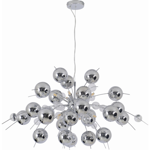 Hofstein Pendelleuchte Chrom/schwarz – Klar, E27, Modern, Für Wohn-/Esszimmer