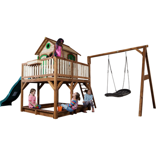 Thumbnail - AXI Kinderspielhaus »Liam«, BxHxT: 613 x 291 x 277 cm, Holz, braun/grün
