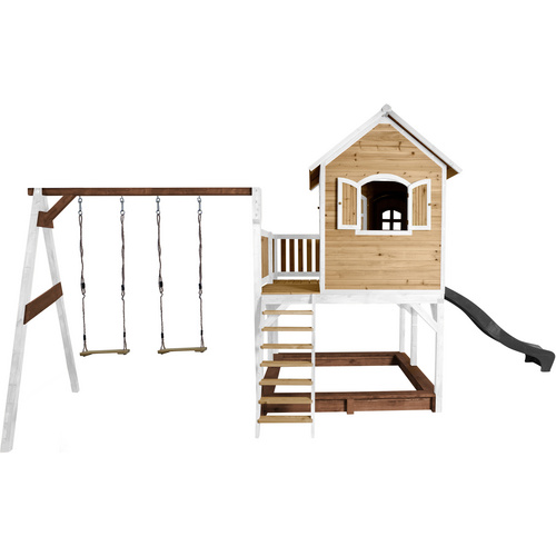 Thumbnail - AXI Kinderspielhaus »Liam«, BxHxT: 613 x 291 x 277 cm, Holz, braun/weiß/grau
