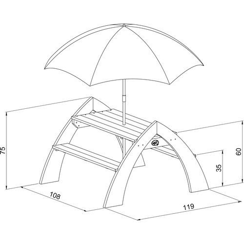 AXI Kinderpicknicktisch, 4 Sitzplätze, Holz/Hemlockholz