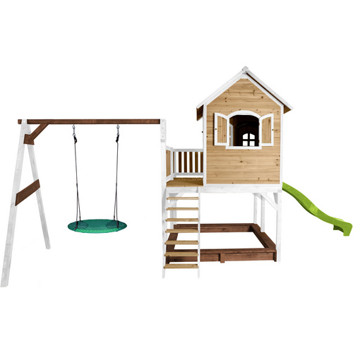 Thumbnail - AXI Kinderspielhaus »Liam«, BxHxT: 613 x 291 x 277 cm, Holz, braun/weiß/lindgrün