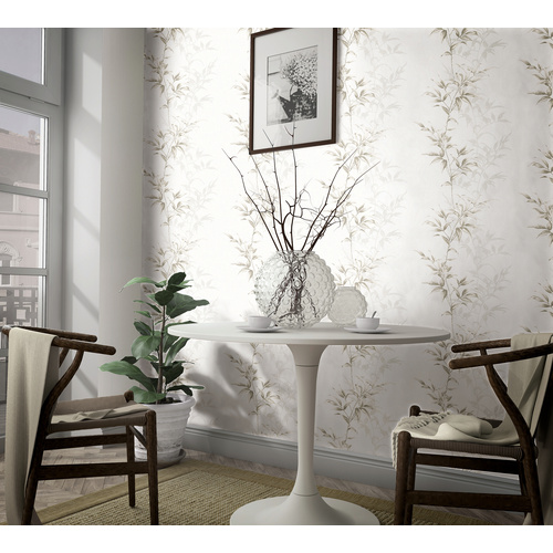 Thumbnail - marburg Vliestapete »Hailey«, Blumen, Blätter, weiß/braun - weiss