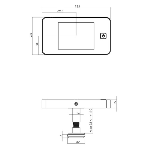 Thumbnail - Intersteel Türkamera, 68x125x15 mm, Kunststoff