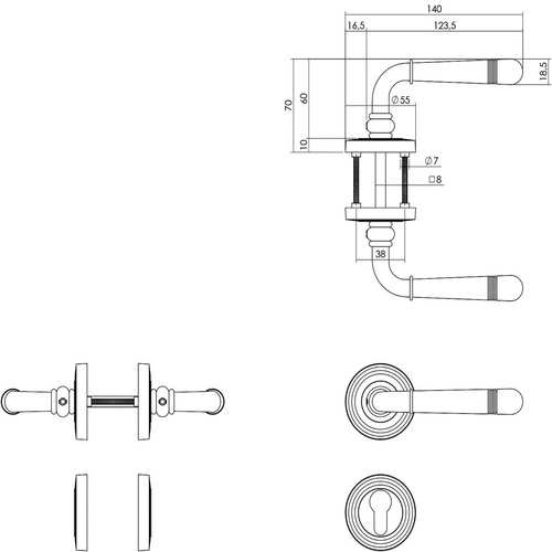 Intersteel Türdrücker mit Rosette »Helena«, D.55x10 mm PZ-Rosetten