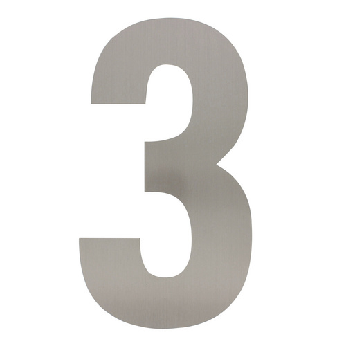 Intersteel Hausnummer, Nummer 3 XXL, edelstahlfarben, Stahl - silberfarben