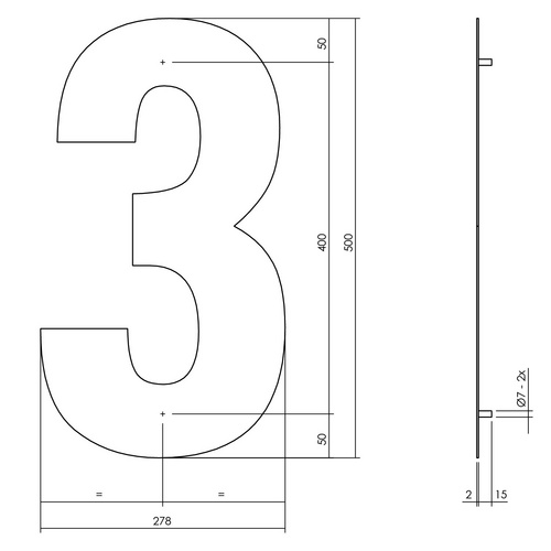 Intersteel Hausnummer, Nummer 3 XXL, mattschwarz, Stahl