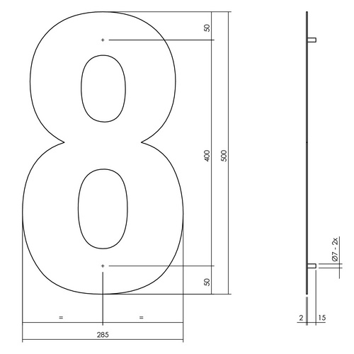 Intersteel Hausnummer, Nummer 8 XXL , mattschwarz, Stahl