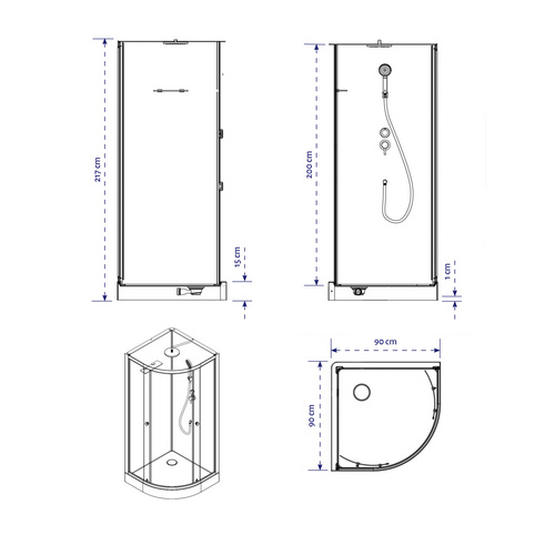 Marwell Komplettdusche »Silver Round«, HxT: 217 x 90 cm - weiss